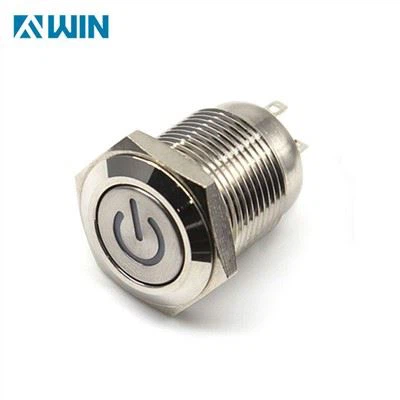 Botón pulsador de metal iluminado de potencia de 16 mm
