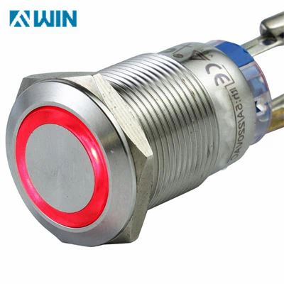 Interruptor de metal de 19 mm con LED rojo